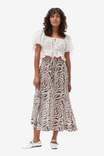 Printed Midi Skirt - Egret