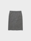 Stripe Wool H-Line Skirts - Multi Striped Grey
