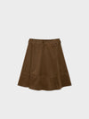 Suede Belted Skirt - Brown