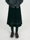 Reversible Wool Pleats Skirts - Check