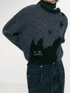 [UOU___CUTE x LOW CLASSIC] Dandelion Cat Knit - Charcoal