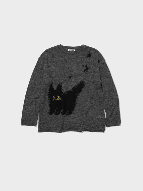 [UOU___CUTE x LOW CLASSIC] Dandelion Cat Knit - Charcoal