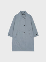 Raglan High Neck Trench Coat - Blue