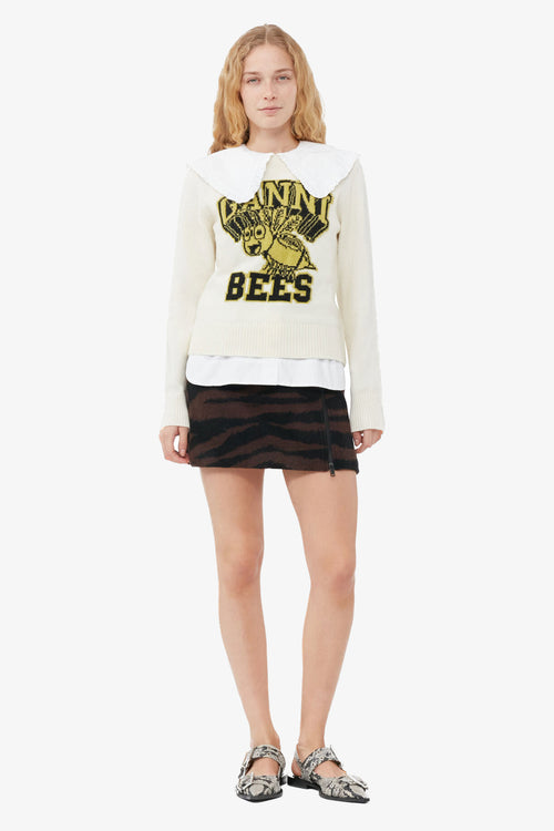Graphic O-neck Pullover Bees