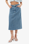 Heavy Denim Midi Skirt - Light Blue Stone