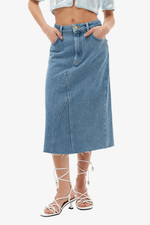 Heavy Denim Midi Skirt - Light Blue Stone