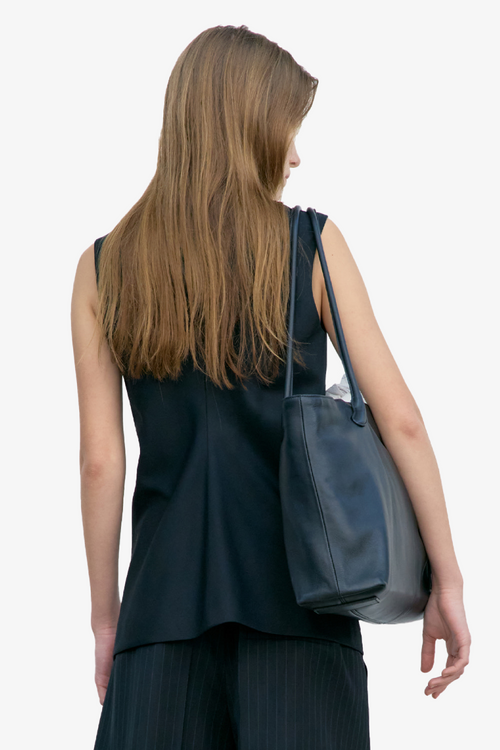 Waist Point Wool Vest - Black