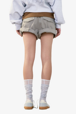 Tuck Point Turn-Up Shorts - Khaki