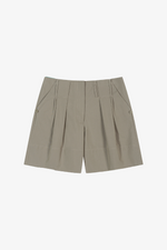 Tuck Point Turn-Up Shorts - Khaki
