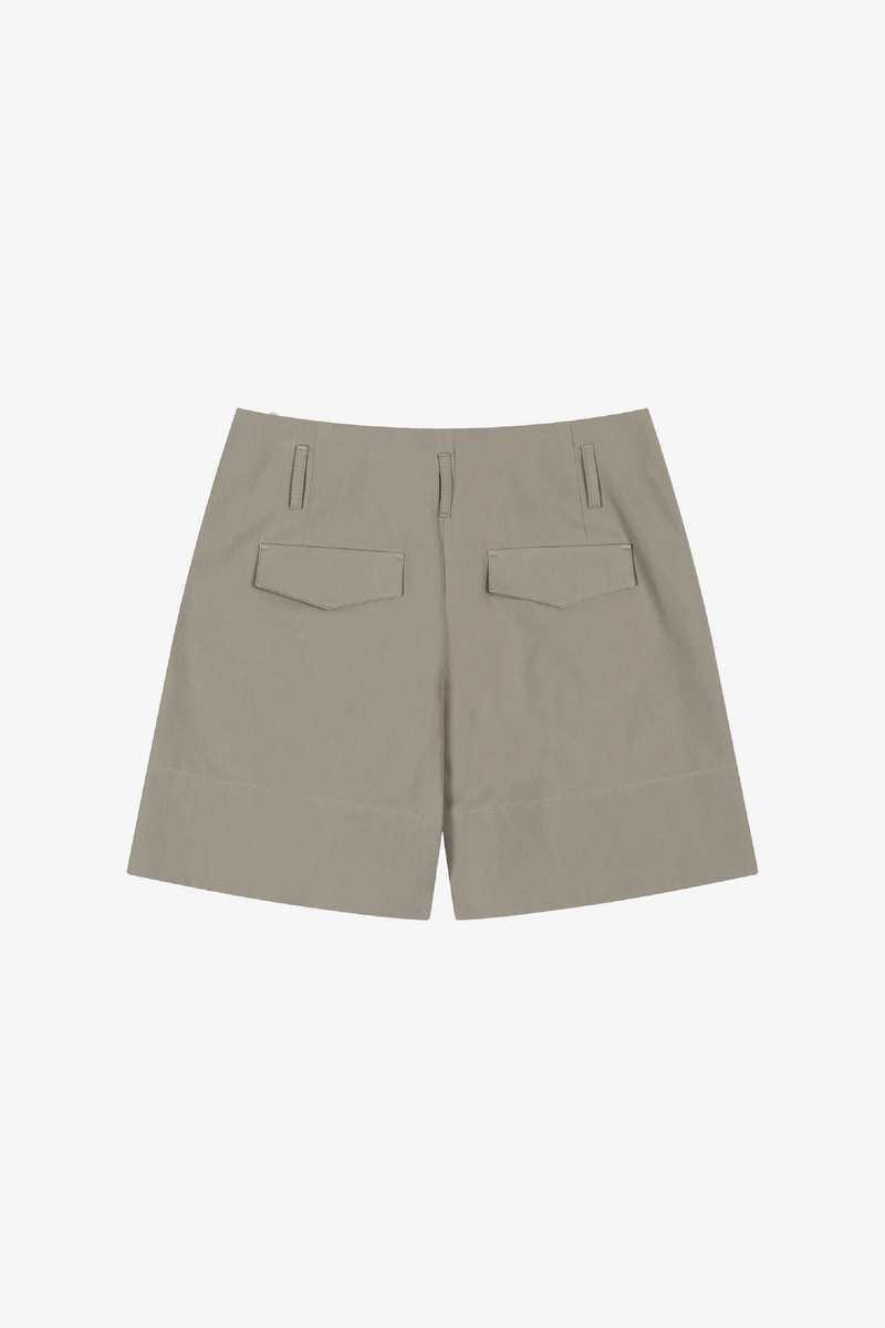 Tuck Point Turn-Up Shorts - Khaki