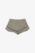 Tuck Point Turn-Up Shorts - Khaki