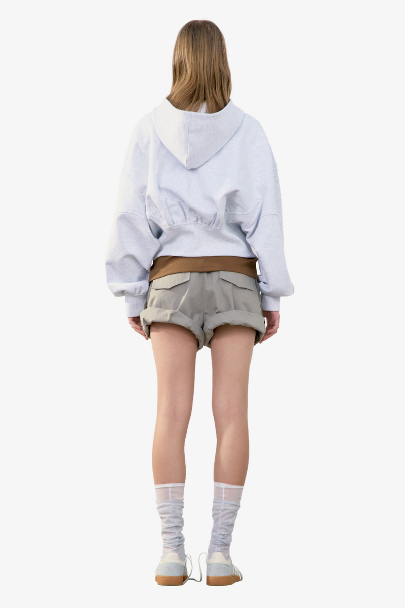 Tuck Point Turn-Up Shorts - Khaki