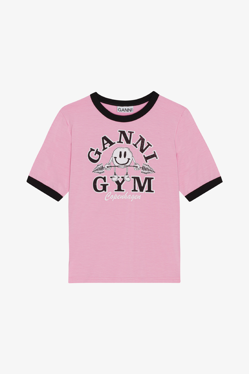 Light Stretch Jersey Gym Fitted T-Shirt - Bonbon