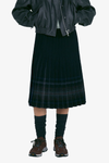 Reversible Wool Pleats Skirts - Check