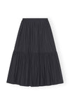 Cotton Poplin Maxi Flounce Skirt - Black