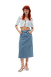 Heavy Denim Midi Skirt - Light Blue Stone