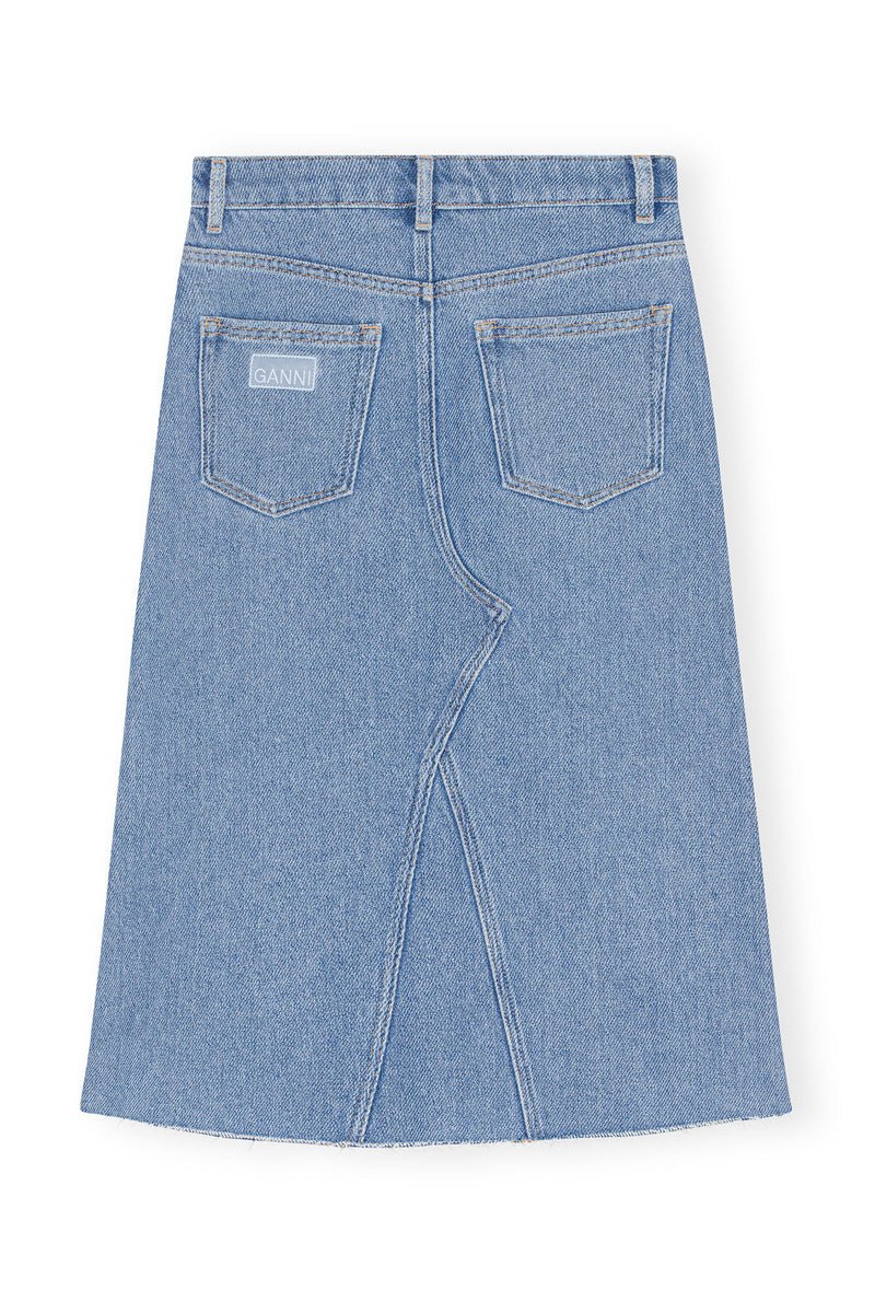Heavy Denim Midi Skirt - Light Blue Stone