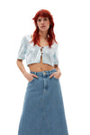 Heavy Denim Midi Skirt - Light Blue Stone