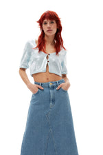 Heavy Denim Midi Skirt - Light Blue Stone