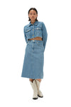 Heavy Denim Midi Skirt - Light Blue Stone