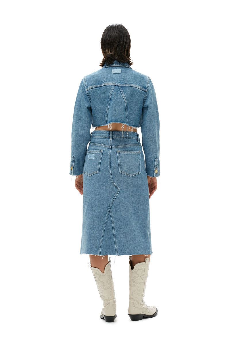 Heavy Denim Midi Skirt - Light Blue Stone