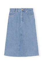 Heavy Denim Midi Skirt - Light Blue Stone