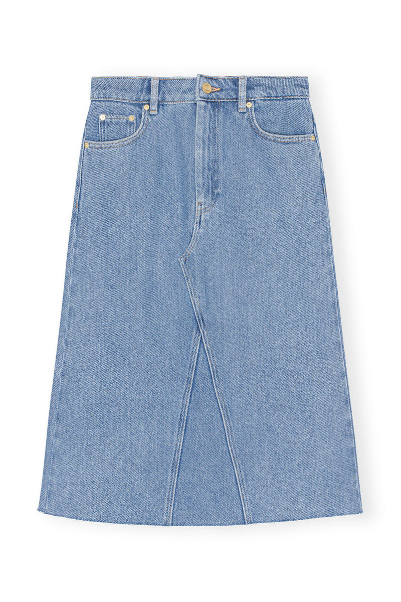 Heavy Denim Midi Skirt - Light Blue Stone