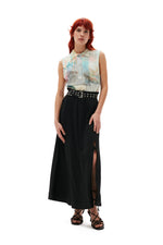 Printed Cashmere Sleeveless Polo - Egret