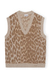 Leopard Jacquard Oversized Vest - Timber Wolf