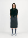 Crumpled Wool H-Line Skirts - Tweed Check Grey