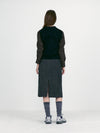 Crumpled Wool H-Line Skirts - Tweed Check Grey