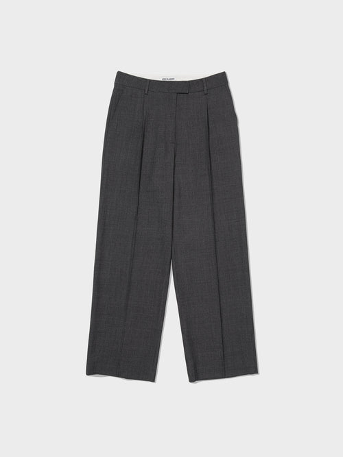 Belted Point Trousers - Melange Grey