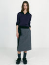Stripe Wool H-Line Skirts - Multi Striped Grey
