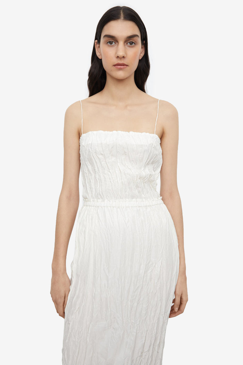 Crinkled Silk Top - Off-White