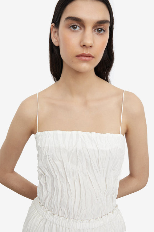 Crinkled Silk Top - Off-White