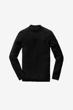 Modal Ribbed Mockneck Long Sleeve T-Shirt - Black