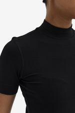 Modal Ribbed Mockneck T-shirt - Black