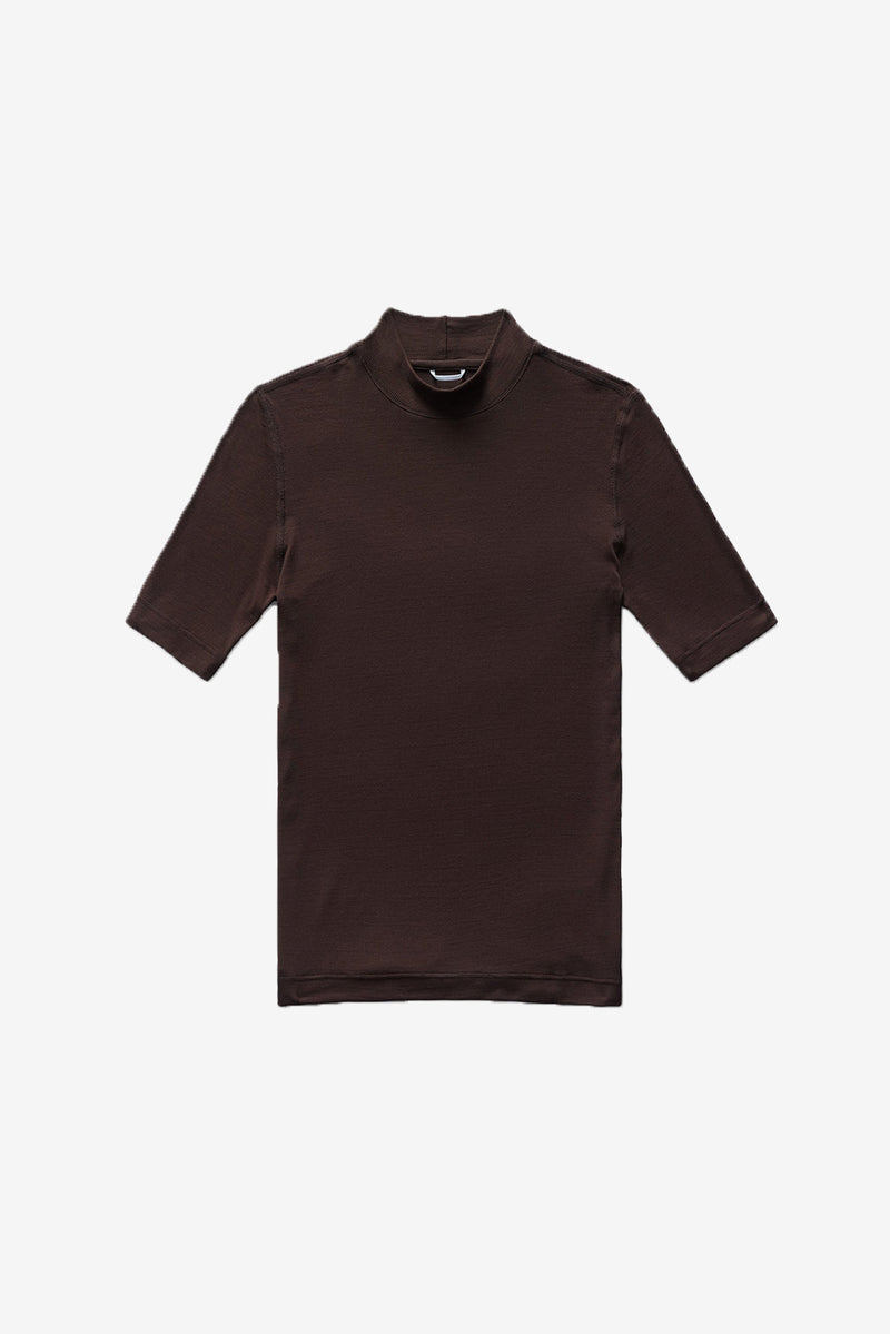 Modal Ribbed Mockneck T-shirt - Earth