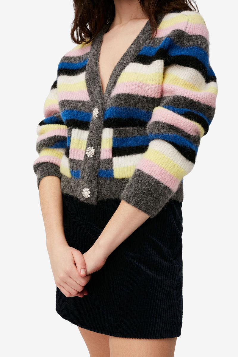 Stripe Wool Cardigan - Nautical Blue