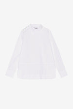 Cotton Poplin Asymmetrical Collar Shirt - Bright White