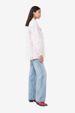 Oversized Flower Print Denim Jacket - Pink Tulle