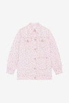 Oversized Flower Print Denim Jacket - Pink Tulle