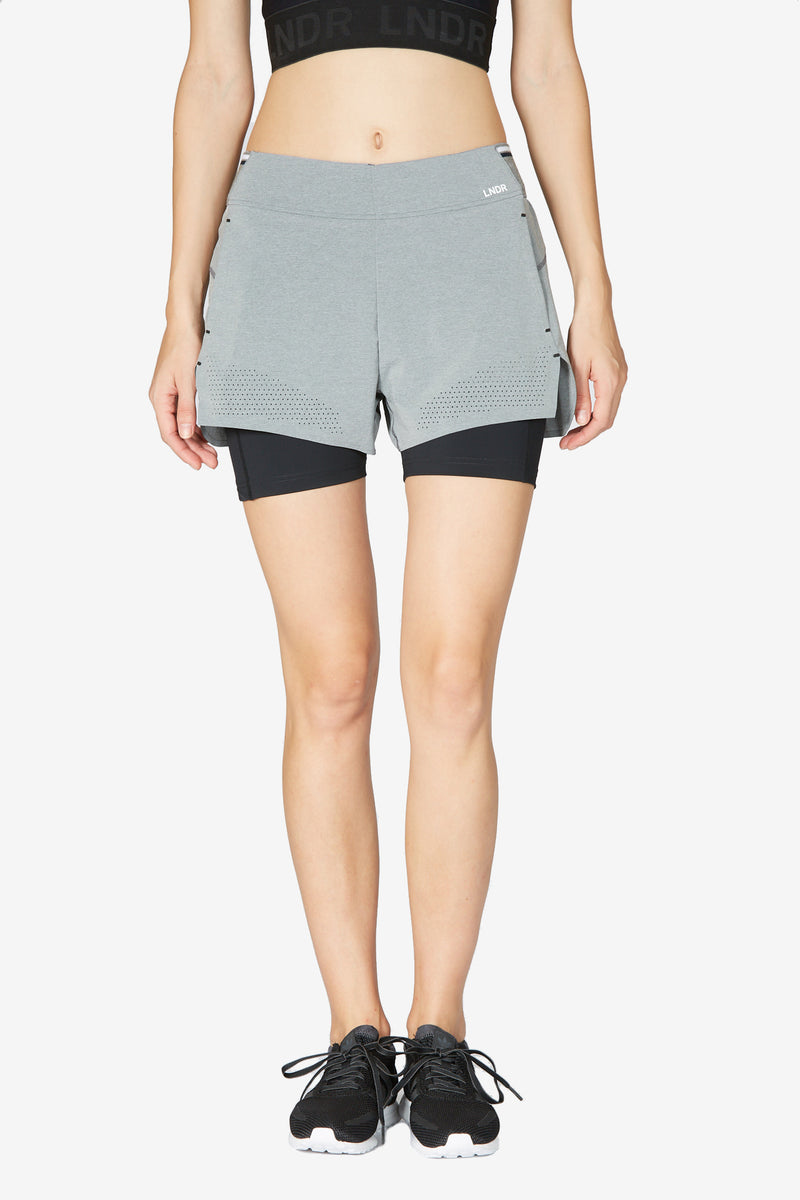 Run Double Short - Grey Marl