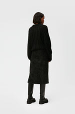 Sparkle Wrap Midi Skirt - Black