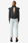 Rib Knit Frill Blouse