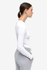 Modal Ribbed Long Sleeve T-Shirt - White