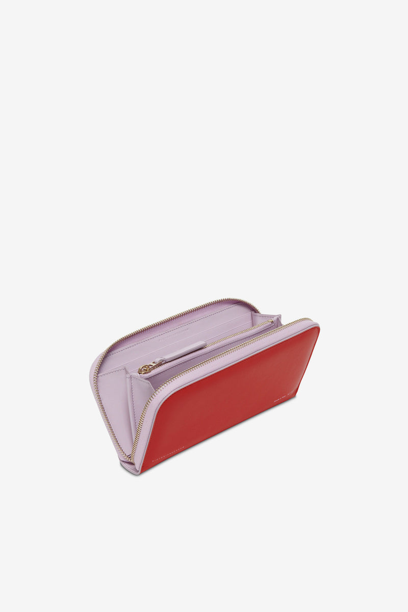 LARGE ZIP AROUND WALLET - RED